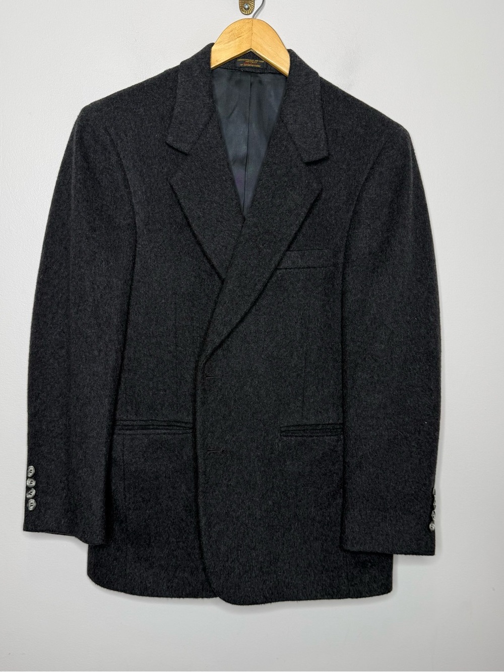 Mens Blazer Charcoal Gray Wool Cashmere 2 Button Vintage USA Made